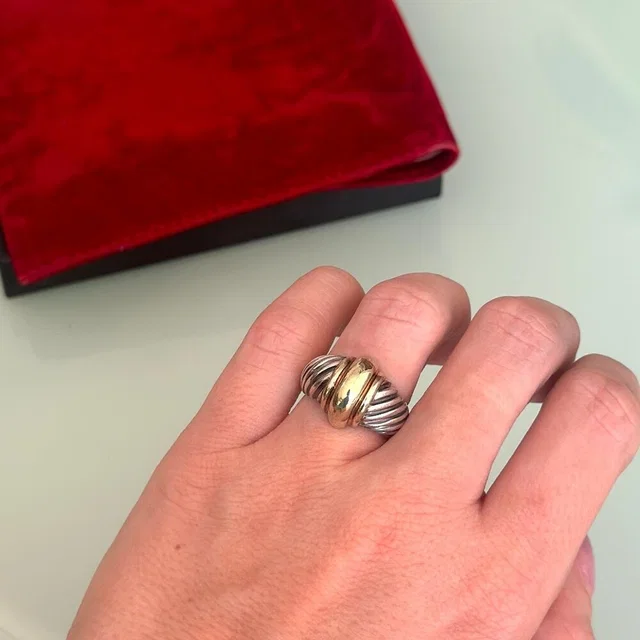 David Yurman 18k Gold & Sterling Silver Dome Ring Cable Size 7 Rare Find in silver|yellow|gold|gray from Poshmark, photo 1 of 1