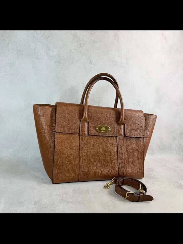 Mulberry Brown Pebbled Leather Bayswater Tote With Strap in gold|brown|red Leather from Poshmark
