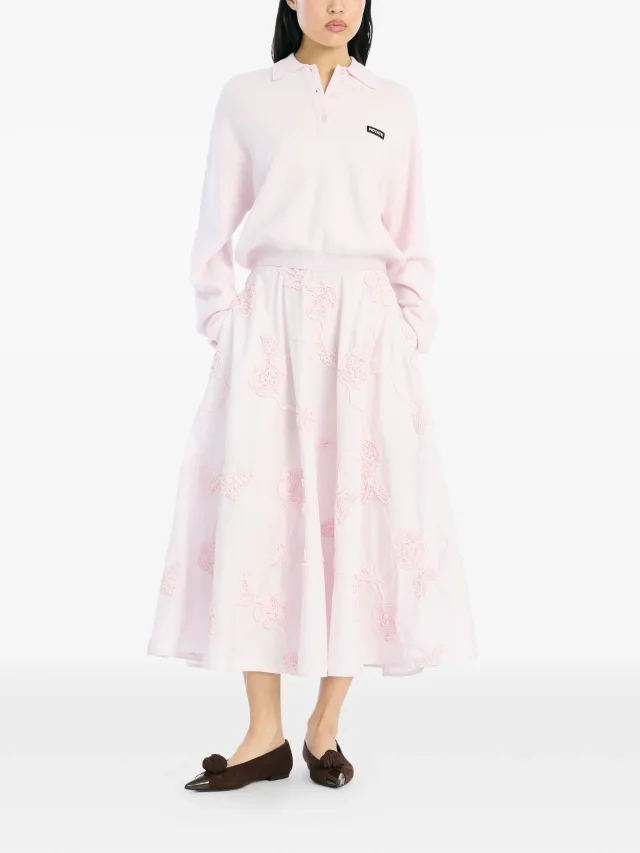 ROTATE BIRGER CHRISTENSEN floral-embroidered midi skirt, photo 2 of 2 from FARFETCH