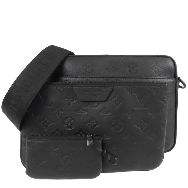 Louis Vuitton Trio Messenger Noir Black Monogram Shadow Shoulder Bag in Black from The Reluxe