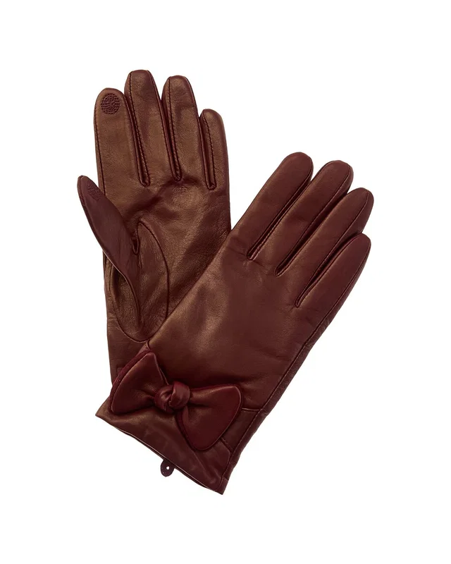 Bruno Magli Bow Detail Cashmere-Lined Leather Gloves, image 1 of 1 from Rue La La