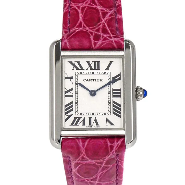 Cartier Tank Solo SM 24mm Ref.3170 Quartz Watch SS Crocodile Pink in Pink Crocodile from AMORE Vintage Tokyo