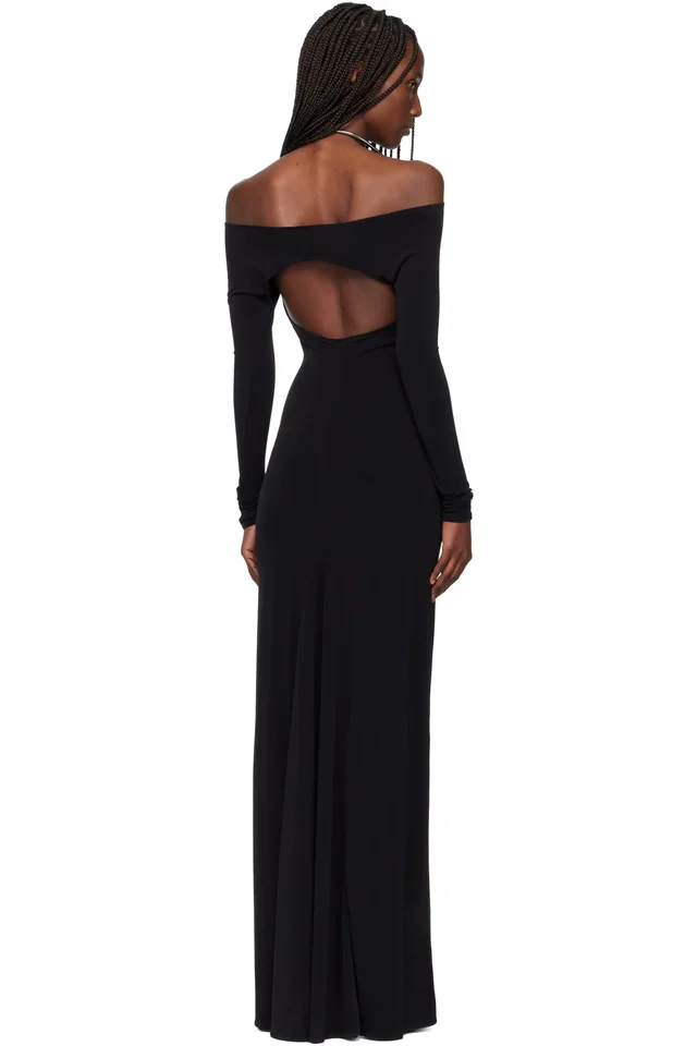 Coperni Black Cut-Out C-Logo Maxi Dress, photo 3 of 4 from SSENSE
