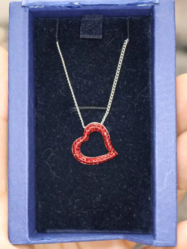 Swarovski Crystal Open Heart Necklace in red from Poshmark