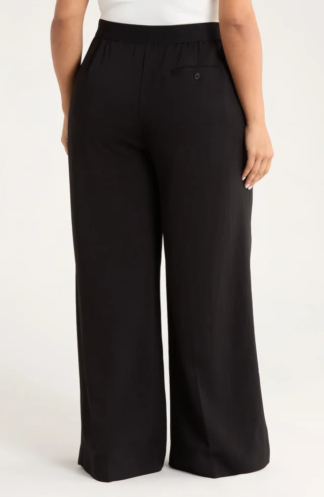 Nordstrom Pintuck Pull-On Straight Leg Pants in Black, photo 2 of 6 from Nordstrom Rack