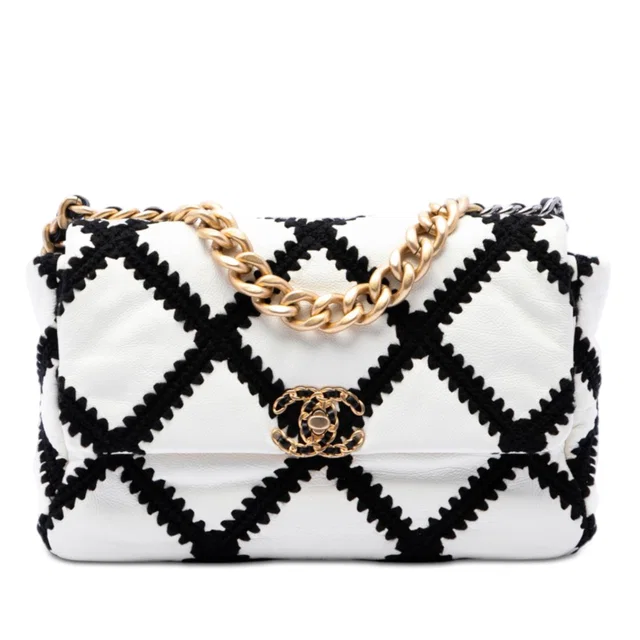 White Chanel Large Crochet Calfskin 19 Flap Satchel in White Calfskin from Designer Revival, photo 1 of 1