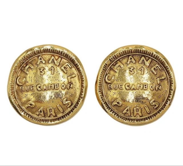 Chanel Logo Round Earrings from The Reluxe