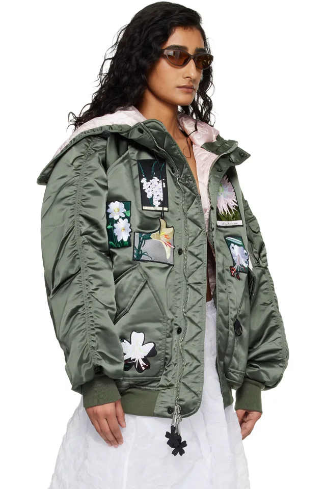 Alpha Industries x Cecilie Bahnsen Green N-2B Bomber Jacket, photo 2 of 2 from SSENSE