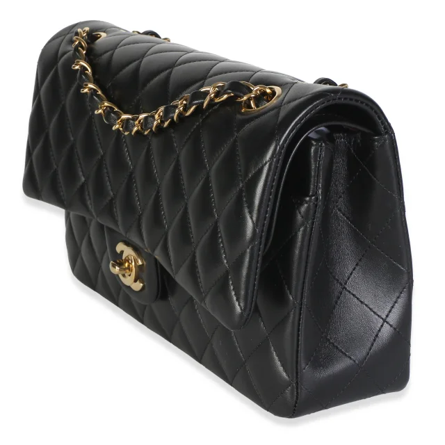 Chanel Black Quilted Lambskin Medium Classic Double Flap Bag in Black Lambskin from myGemma, photo 4 of 12