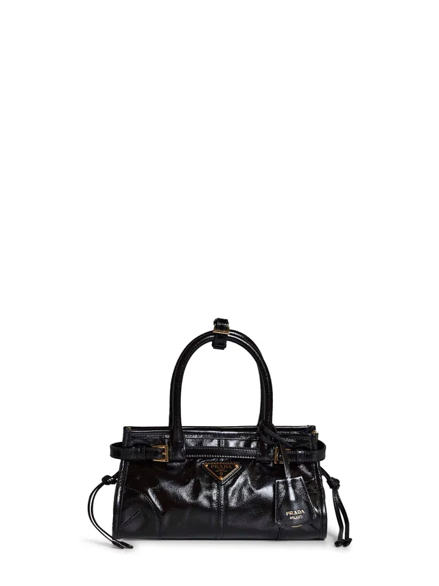 Prada Bonnie Top Handle Bag — Black Calf Leather in Black Calfskin from HEWI