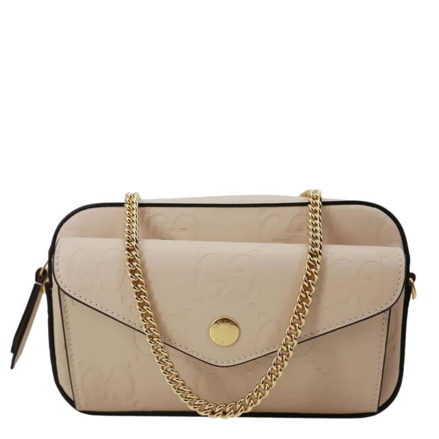 Gucci Gilbert Mini Monogram Calfskin Leather Crossbody Bag Beige 781554 in Beige Calfskin from Dallas Designer Handbags