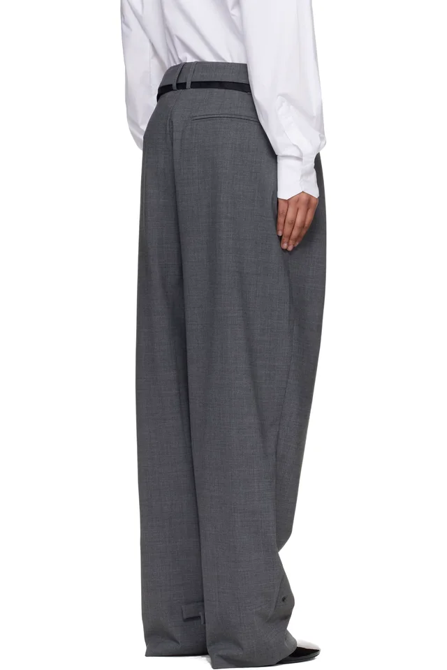 Ottolinger Gray Strapped Baggy Suit Trousers, photo 3 of 4 from SSENSE
