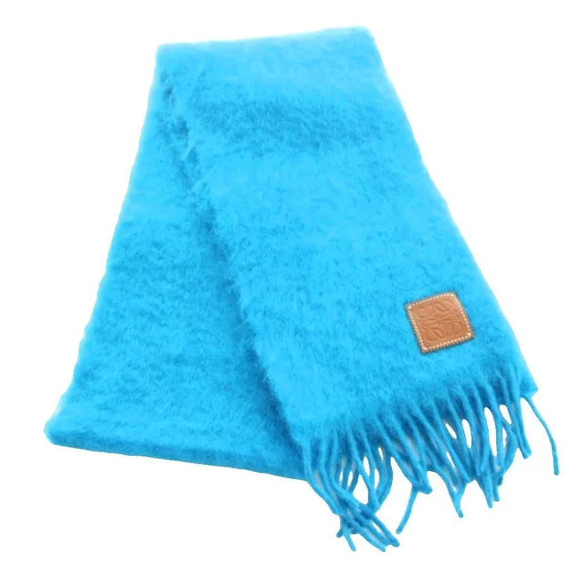 Loewe Scarf Fringe Mohair Wool Blend 192 Blue in Blue Wool from The Reluxe