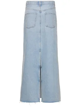 Agolde Denim Mini Skirt in 100% Cotton, photo 5 of 5 from LUISAVIAROMA