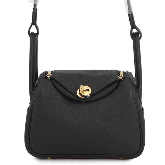 Hermès Lindy Black Taurillon Clemence Size Mini in Black Clemence leather from GALLERY RARE