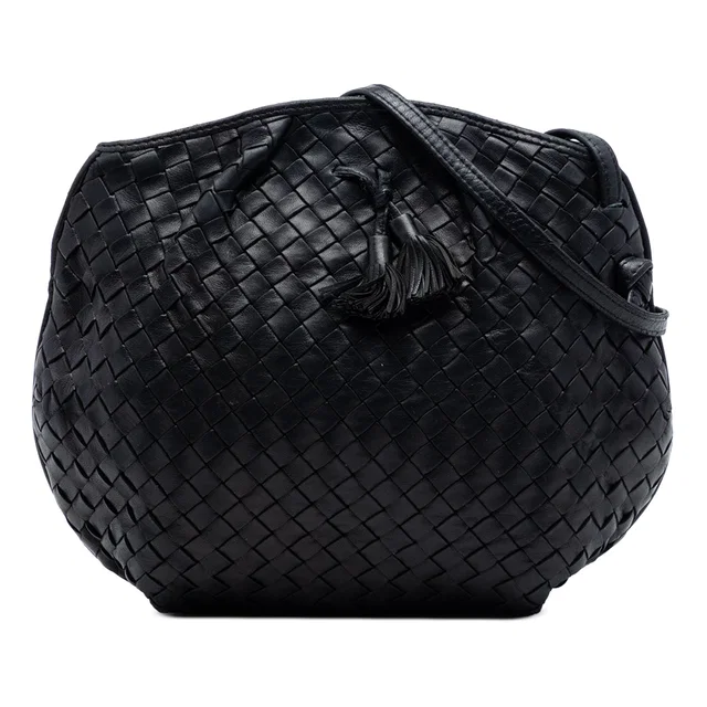 Black Bottega Veneta Nappa Intrecciato Crossbody in Black Nappa leather from Designer Revival