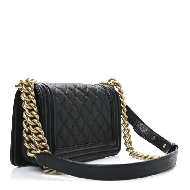 Chanel Caviar Quilted Small Boy Flap Black in Black Caviar leather from FASHIONPHILE, photo 3 of 11