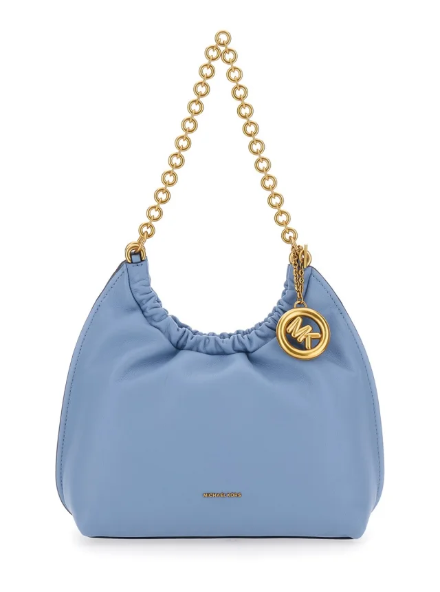 Michael michael kors 'Indie Small' Light Blue Shoulder Bag with Chain Strap and Logo Plate on Front in Leather Women in 100% Cow from Gaudenzi Boutique, photo 1 of 1