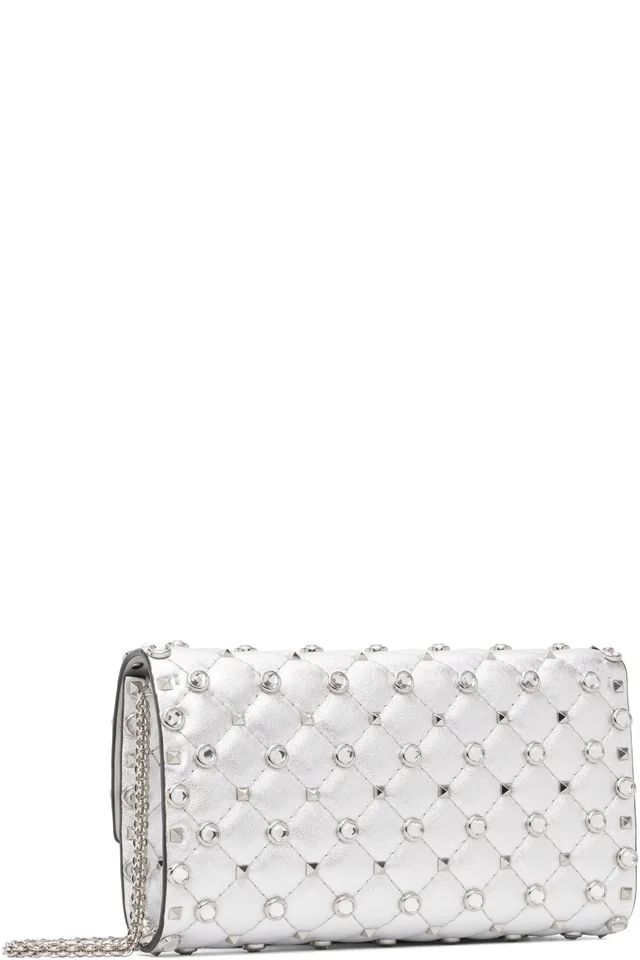 Valentino Garavani Silver Rockstud Spike Shoulder Bag, photo 3 of 3 from SSENSE