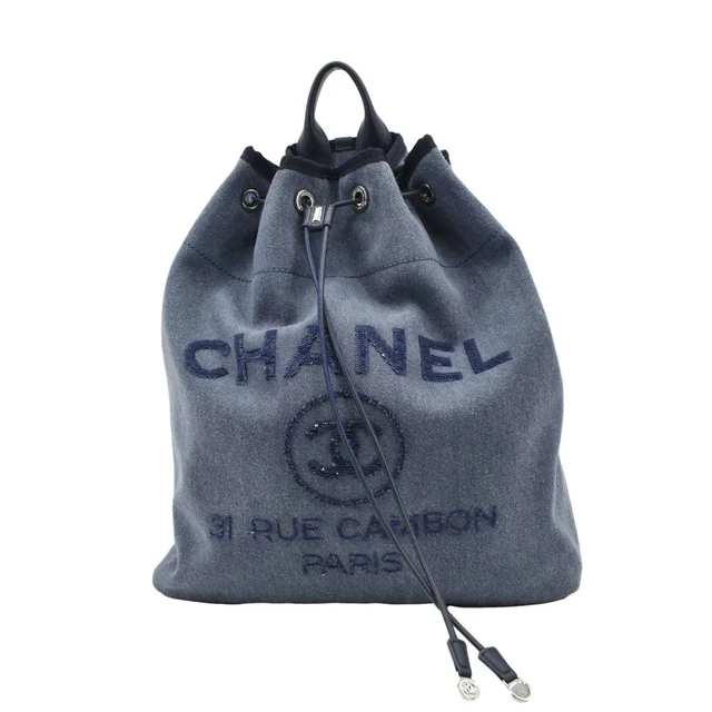 Chanel Deauville Large Denim Backpack Blue in Blue Denim from Dallas Designer Handbags