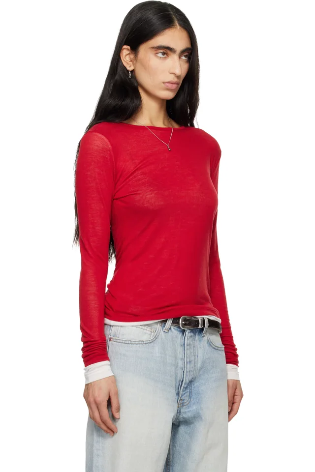 TONYWACK Red Layered Long Sleeve T-shirt, photo 2 of 4 from SSENSE