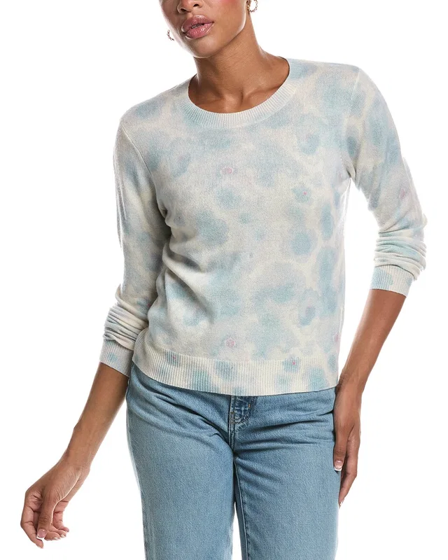 Autumn Cashmere Watercolor Floral Print Crewneck 100% Cashmere Sweater, image 1 of 1 from Rue La La