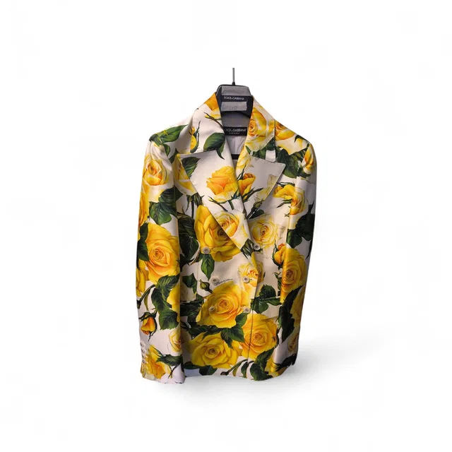 Dolce & Gabbana White & Yellow Floral Jacket in White from Luxury Promise