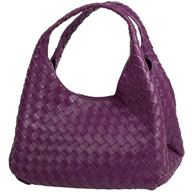 Bottega Veneta Campana Intrecciato Tote Bag Leather Purple in Purple Woven leather from The Reluxe
