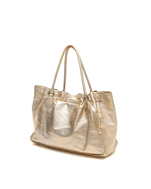 Prada Drawstring Tassel Metallic Tote Bag in Leather from A Retro Tale, photo 3 of 9
