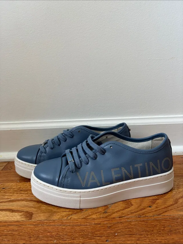 Valentino Garavani Navy Leather Platform Sneakers With Logo in blue Leather from Poshmark