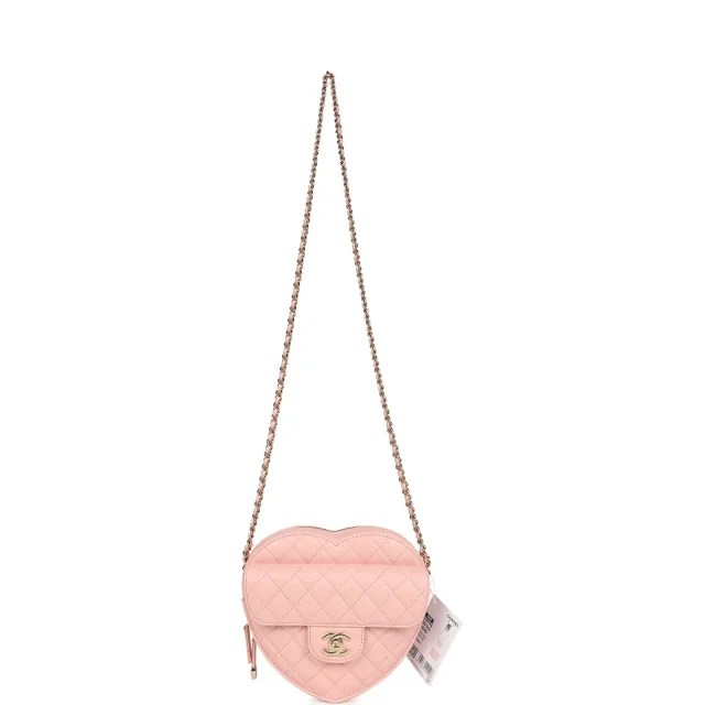 Chanel CC In Love Large Heart Bag in Pink Lambskin from Madison Avenue Couture, photo 7 of 9
