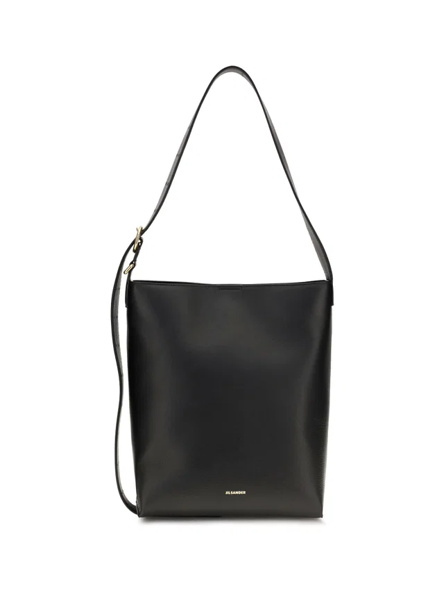 Jil Sander Cannolo Shoulder Bag — Black Calf Leather Bos Taurus in Black Calfskin from HEWI