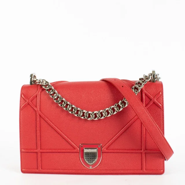 Dior Red Medium Diorama Bag in Red Leather from Labellov