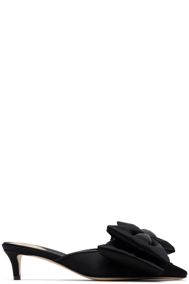 Valentino Garavani Black Yolande Satin Mules from SSENSE, photo 1 of 1