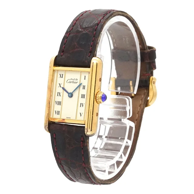 Cartier Must Tank SM Vermeil Vintage Ladies' Watch, Silver SV925 Quartz Watch, Must Tank from Luxury Promise