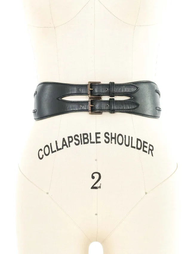 Alaïa Crossover Black Leather Belt in Black Leather from Arcade Vintage