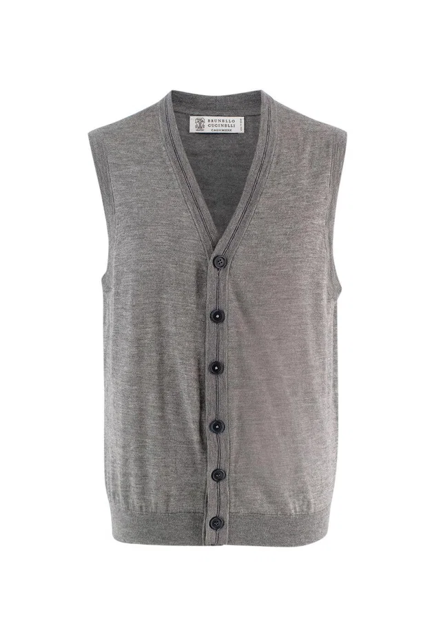 Brunello Cucinelli Grey Cashmere Blend Sweater Vest in Grey Cashmere from HEWI