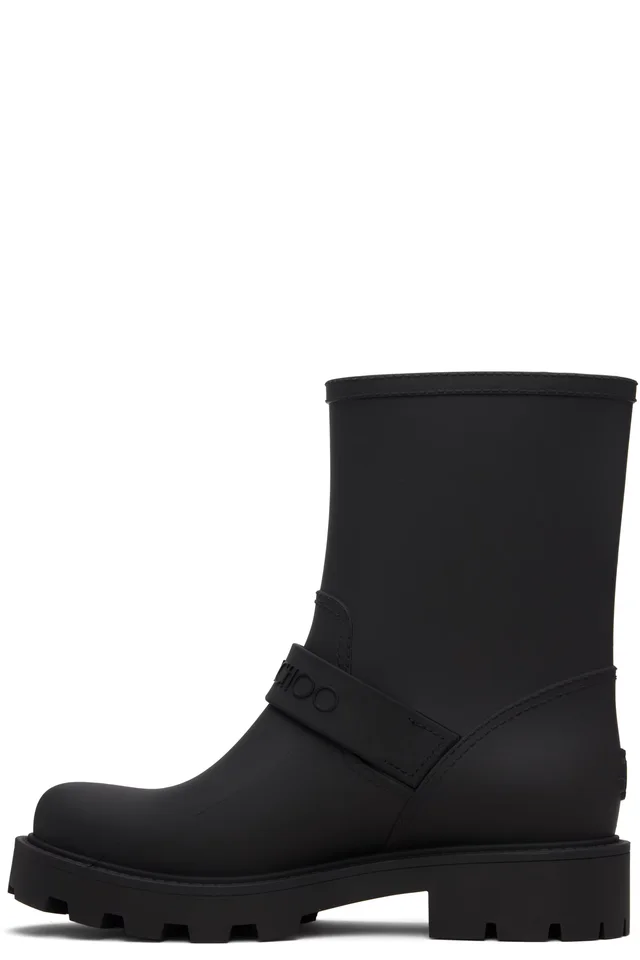 Jimmy Choo Black Biker Rain Boots, photo 3 of 5 from SSENSE