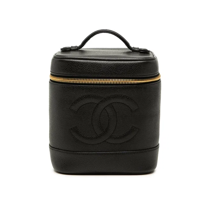Black Chanel CC Caviar Vanity Bag in Black Caviar leather from Designer Revival