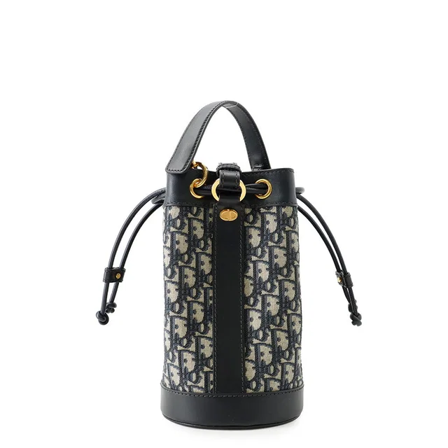 Dior Oblique Bucket Backpack Black/NavyM3350UTZQ Leather Canvas Size Small in Black Canvas from GALLERY RARE