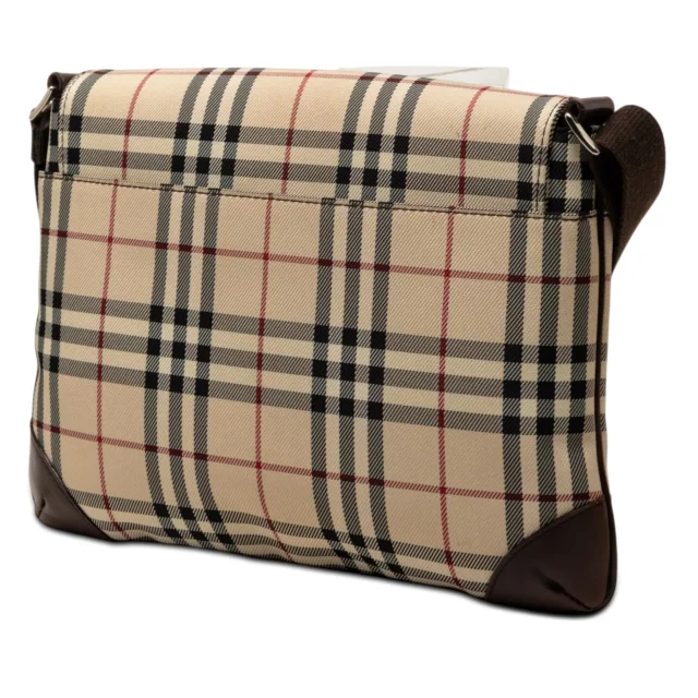 Beige Burberry House Check Canvas Flap Crossbody in Beige Canvas from Designer Revival, photo 2 of 6