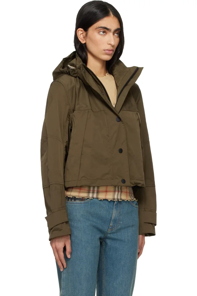 Burberry Khaki Nylon Jacket, photo 2 of 4 from SSENSE
