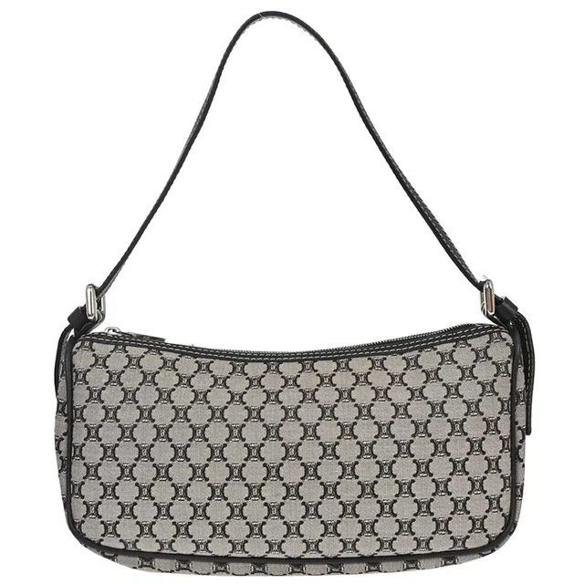 Celine Gray Black Macadam Handbag in Black Canvas from AMORE Vintage Tokyo