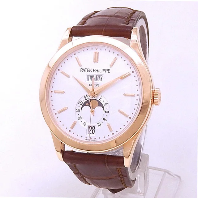 Patek Philippe Annual Calendar GMT Silvery Opaline Dial Mens Watch 5396R-011 in brown|pink|silver|gold|gray|red Crocodile from Jomashop.com