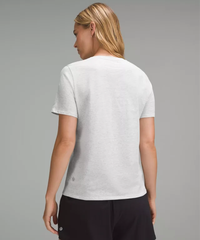 lululemon Organic Cotton Straight-Hem Crewneck T-Shirt in Heathered Core Ultra Light Grey, photo 3 of 5 from lululemon