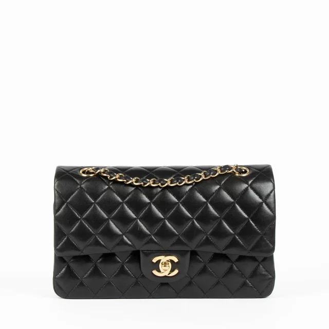 Chanel Black Lambskin Medium Classic 11.12 Bag in Black Lambskin from Labellov