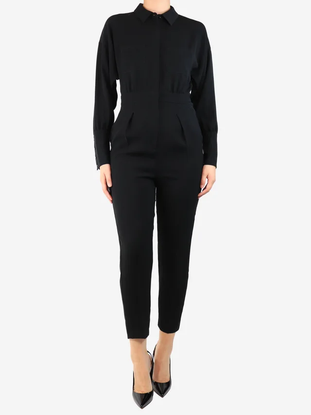 Max Mara Black tailored jumpsuit - size UK 8 in Black from Sign of the Times