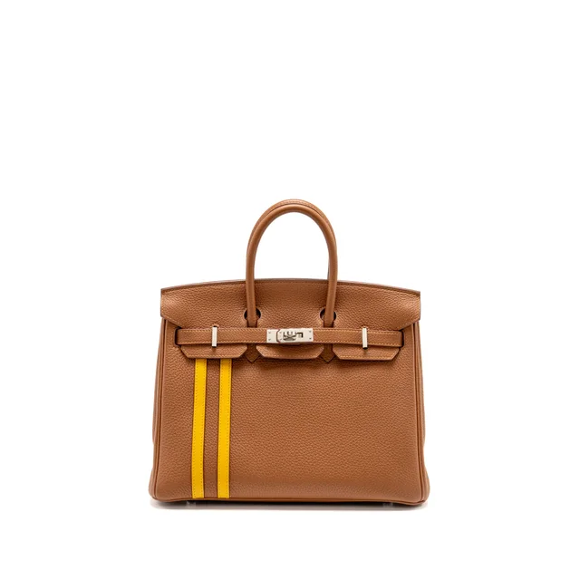 Hermès Birkin 25 Officer Togo/Swift Gold/Ambre SHW Stamp C in Gold Togo leather from EMIER
