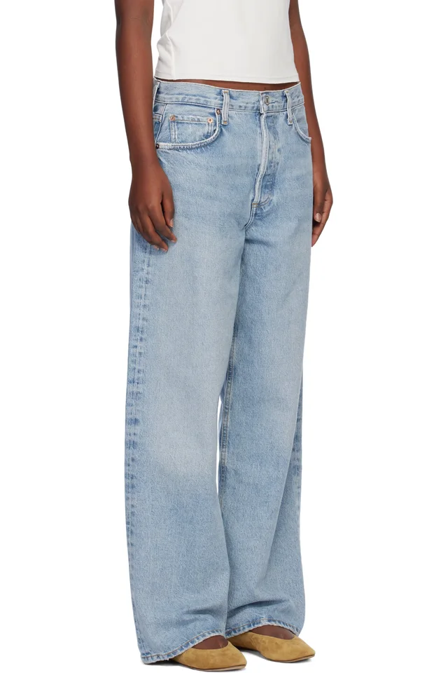 AGOLDE Blue Low Slung Baggy 30.5" Jeans, photo 2 of 4 from SSENSE