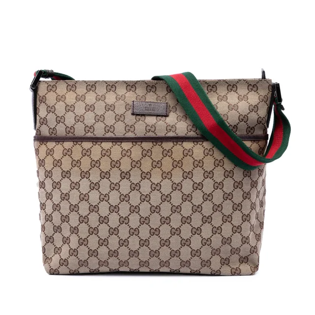 Beige Gucci GG Canvas Web Crossbody in Beige Canvas from Designer Revival, photo 1 of 1